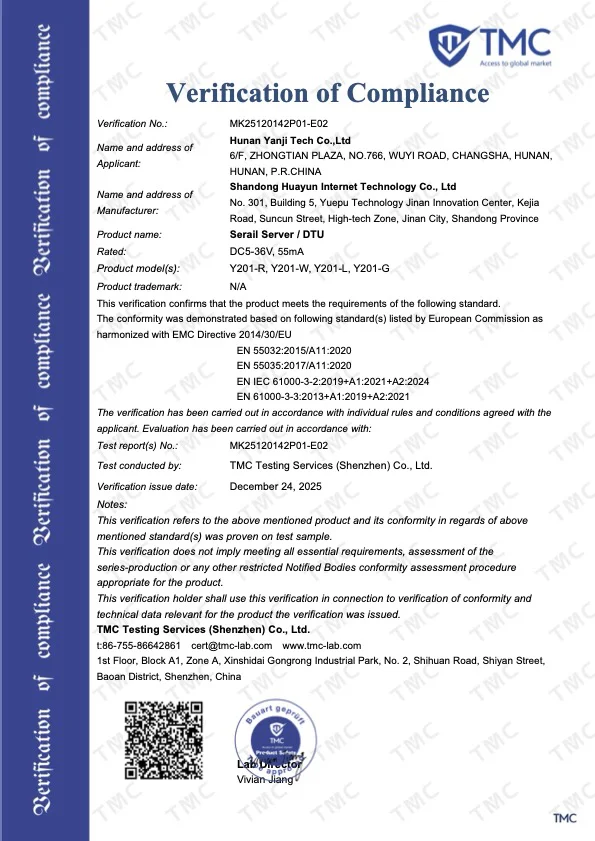 Verification of Compliance certificate